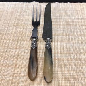 Carving Knife & Fork silver bone